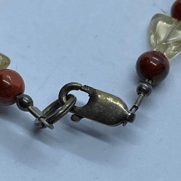 Unique Vintage Sterling Silver, Glass & Stone Beaded Necklace - Picture 4 of 5